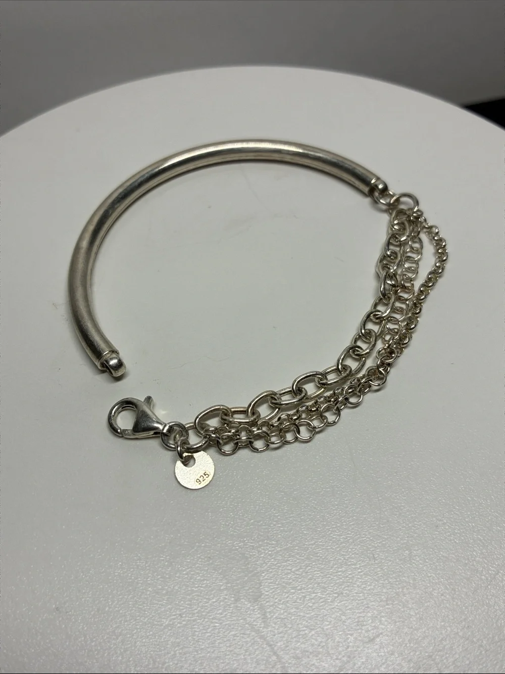 925 Sterling Silver Multi-Strand Chain, Half Cuff Bangle